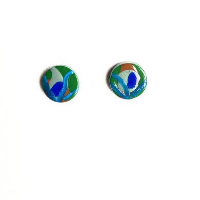 Small Button Stud - Peacock
