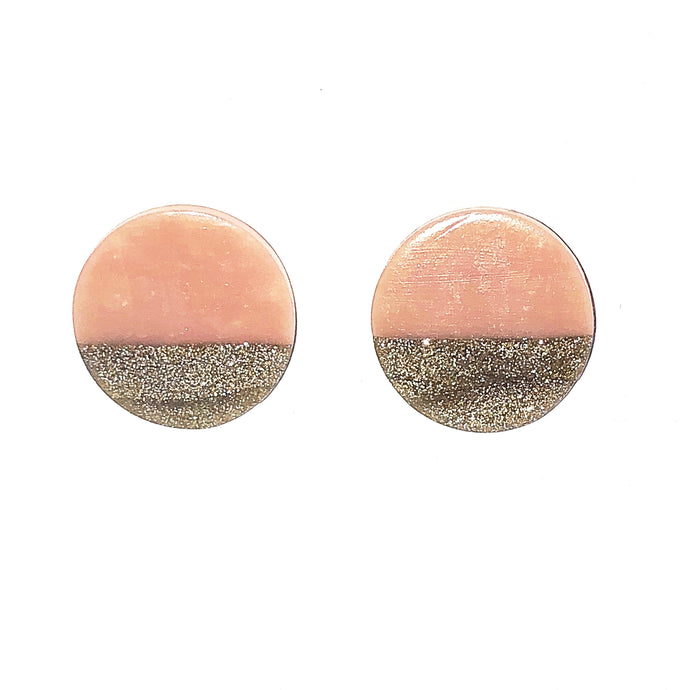 Large Button - Beige & Gold Glitter