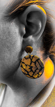 Load image into Gallery viewer, Large Button Two Tier Drop - Peacock - Raw Sienna Button Stud