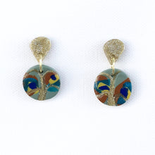 Load image into Gallery viewer, Two Tier Half Moon Teal Peacock Drop