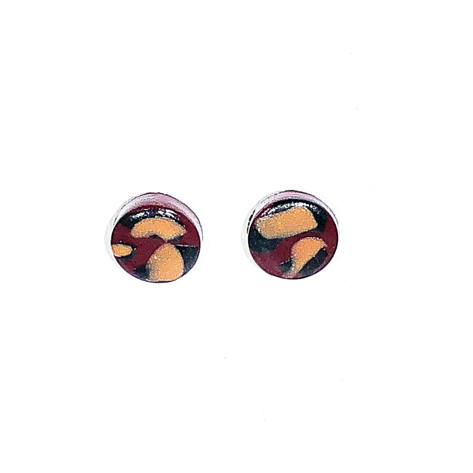 Small Button Stud - Wine