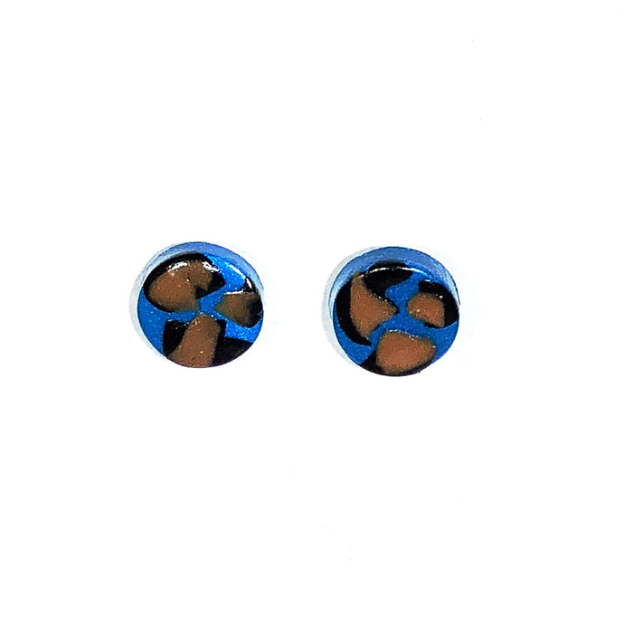 Small Button Stud - Peacock Blue